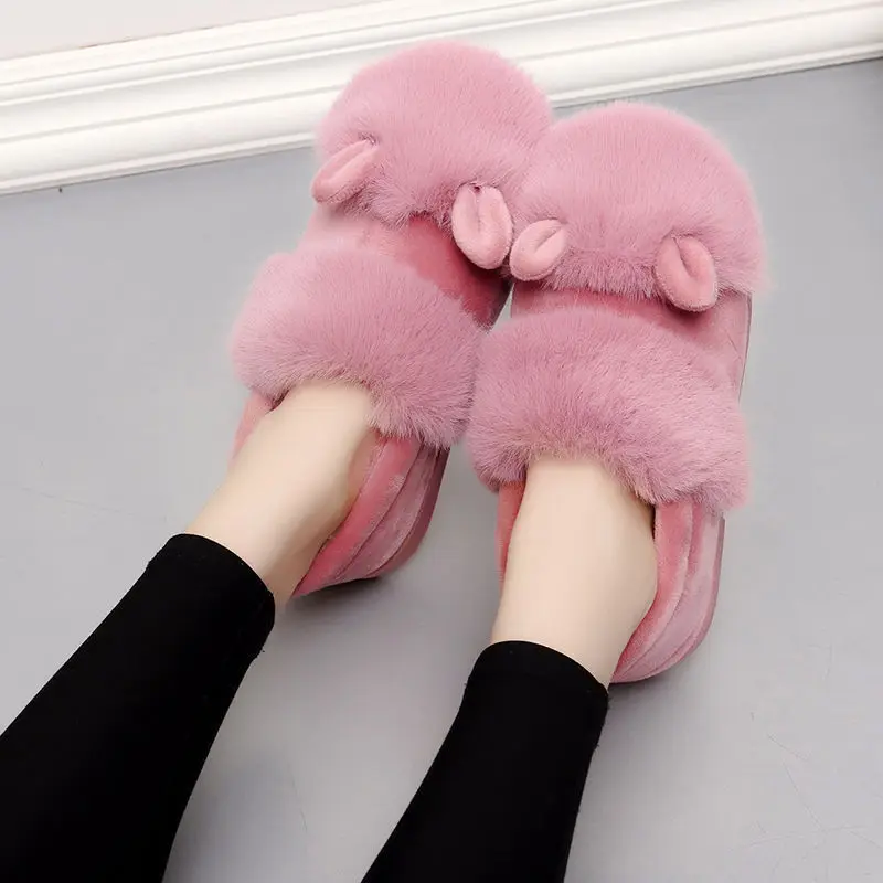 2022 New Fashion Winter Outdoor Soft Women's Cotton Slippers Indoor Home Thick Soles Non-Slip Warm Furry Women's Cute Slippers
