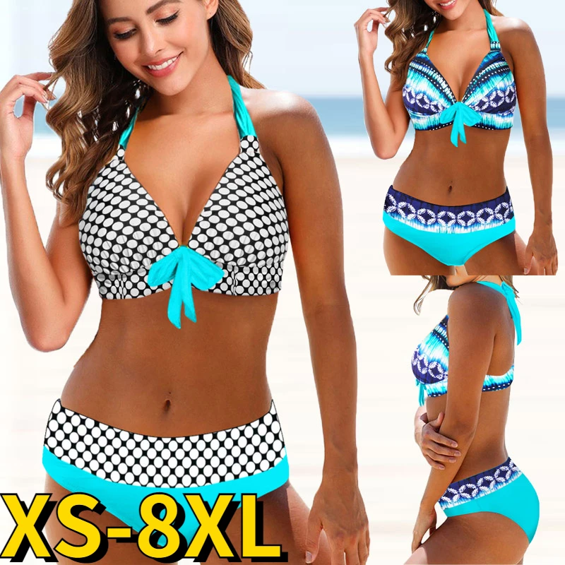 2022 New Sexy Polka-dot Print Swimsuit Summer High-waisted Swimsuit Two Piece Set Strap Bikini Women's Beach Slim Bikini Set