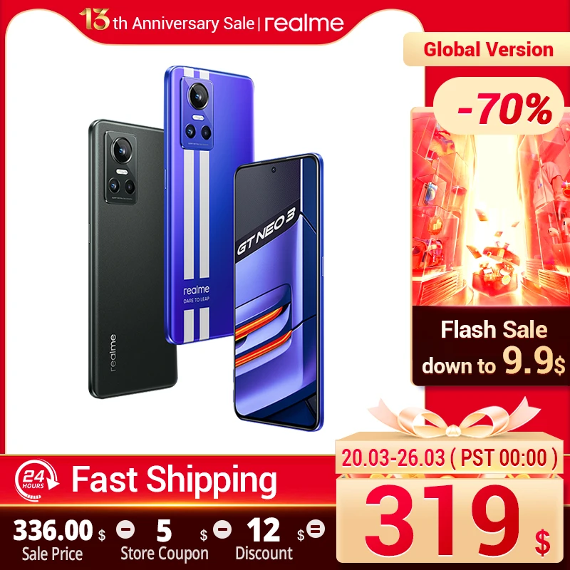 Global Version Realme GT NEO 3 5G 8+256 80W Smartphone 5000mAh Battery Dimensity 8100 6.72