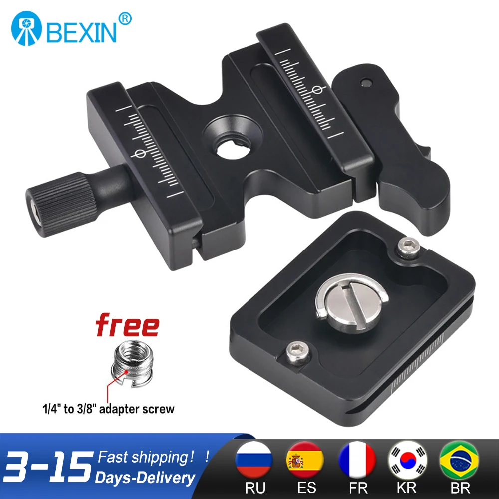 BEXIN Double Lock Mounting Plate Camera Clamp Quick Release Plate Clamp Adjustable Knob Adapter For Arca Swiss Tripod Ball Head