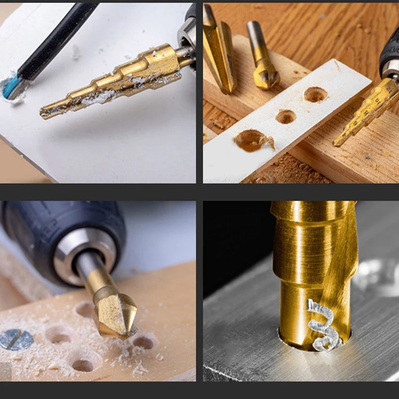 

Набор сверл для развертки, комплект из 7 насадок с треугольной ручкой и титановым покрытием, с зонтиком, с круглой ручкой