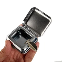 stainless steel portable ashtray square pocket ashtray metal tray with lids ashtray outdoor windproof weed tray set
