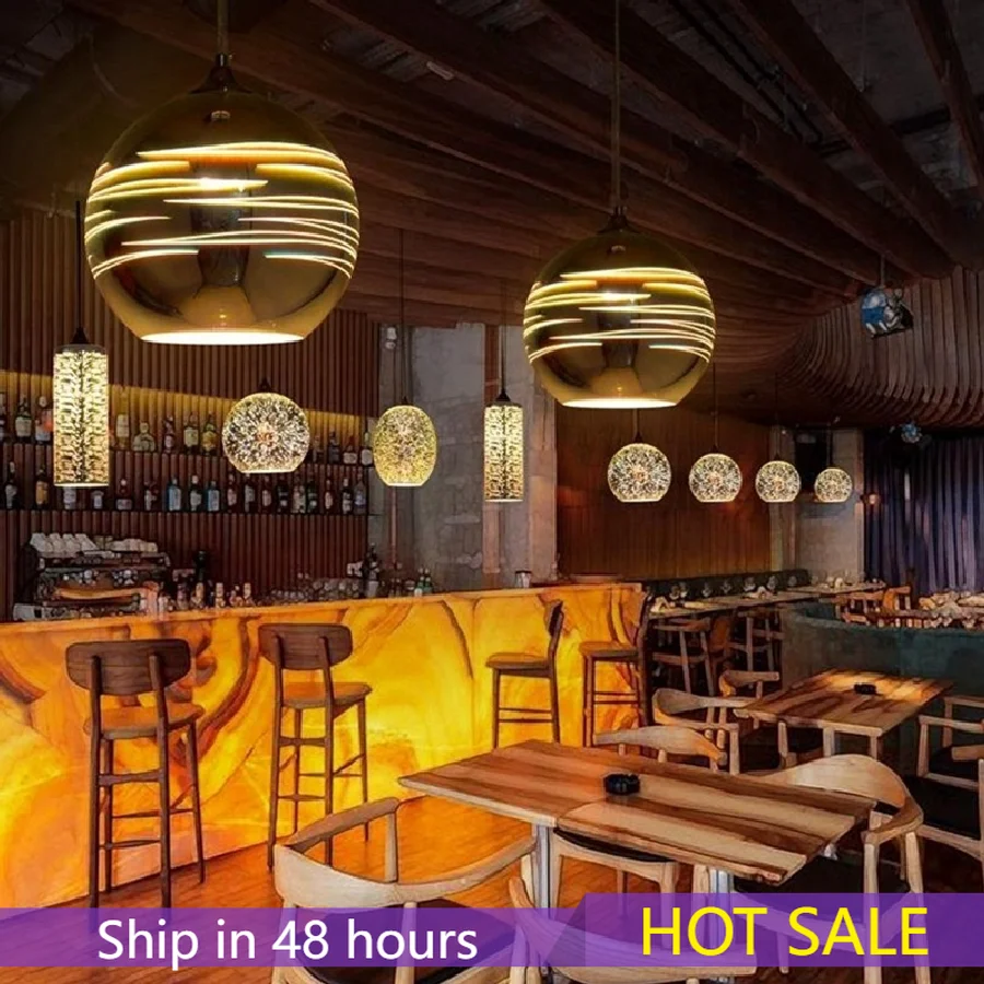 

LukLoy Modern Led Creative Glass Ball Pendant Lamps Restaurant Bar Modern Pendant Lights Design Decoration Hanging Light Fixture