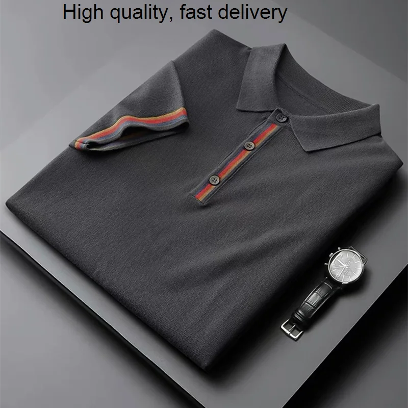 

luxury High quality knitted short sleeve polo shirt men's slim fit men's half sleeve summer simple Lapel top high-end t-shirt