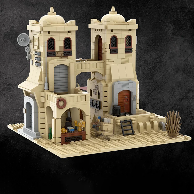 Фото 1344 детали MOC Star Battle SW Татуин Мос-Эйсли Пустынные Башни # 4 модели строительных блоков, архитектурный 3D-конструктор, рождественский подарок, игрушка, арт. №4