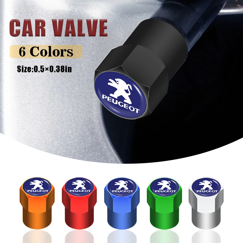

4Pcs Metal Car Tyre Stem Air Valve Caps Universal for Peugeot 206 308 307 208 207 3008 2008 508 407 301 406 408 607 Accessories