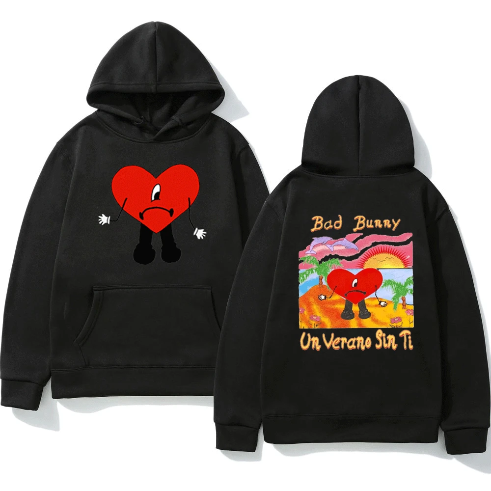 

Bad Bunny Print Hoodie for Men Women UN VERANO SIN TI Music Album Sweatshirt Hip Hop Streetwear Hooded Pullover Clothing Hoodies