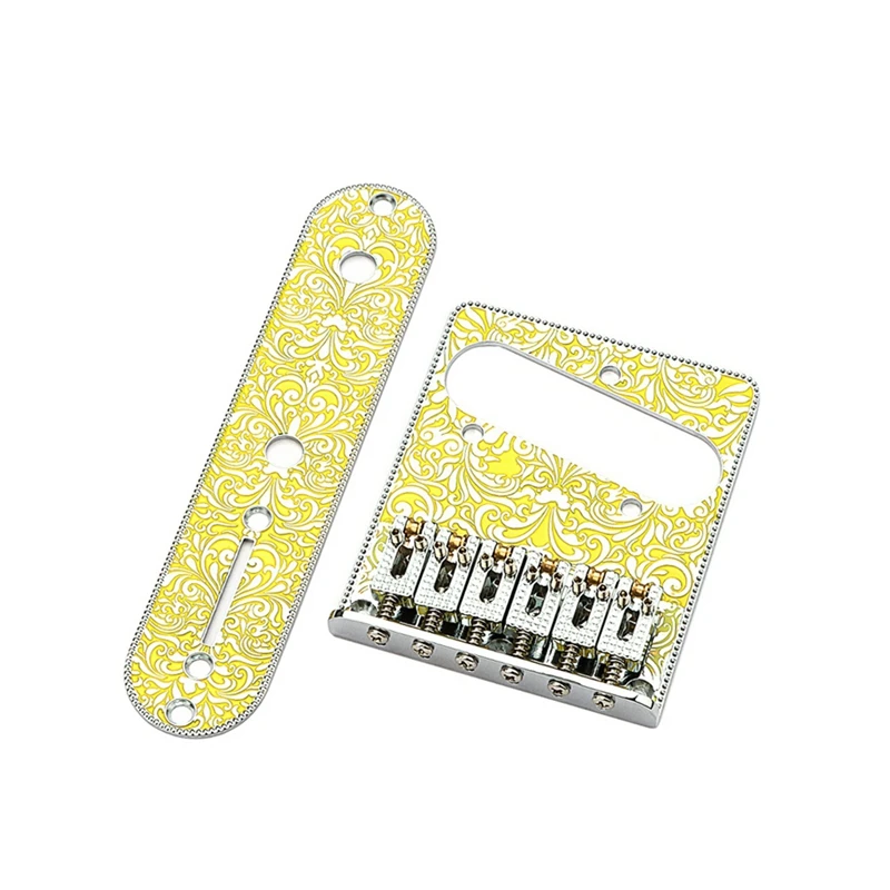 

6 String Roller Saddle Bridge And Control Plate Yellow Musical Instrument Accessories For TL Electric Guitar Parts