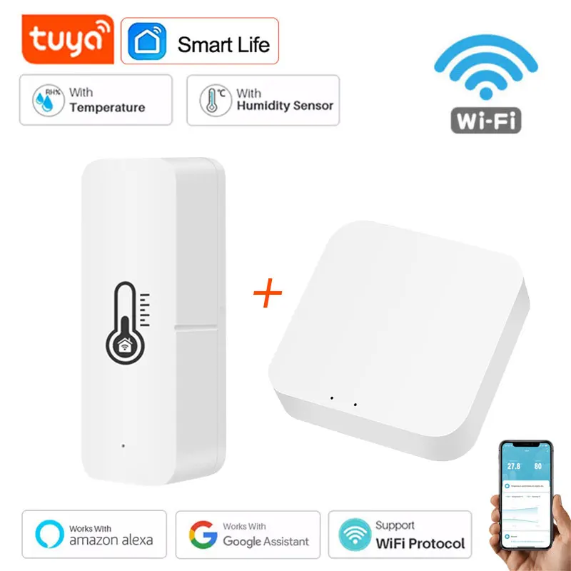 

Умный Wi-Fi датчик температуры и влажности Tuya ZigBee, комнатный гигрометр, контроллер, мониторинг для Alexa Google Home, оптовая продажа