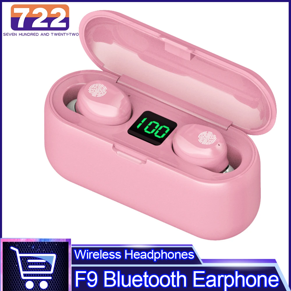 

HD F9 Bluetooth Earphones 2000mAh Charging Box Wireless Headphones Waterproof Noise Reduction Sports Earbuds with Microphone