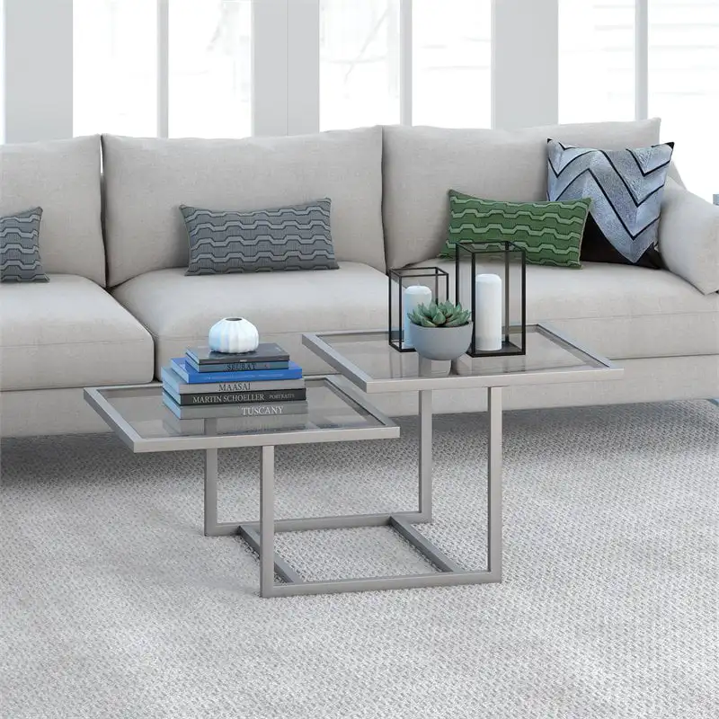 

Metal Two-Tier Coffee Table with Glass