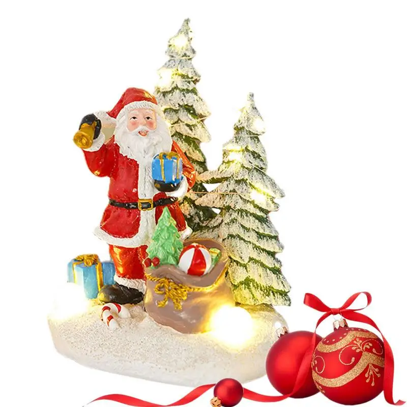 

Led Christmas Lighted Decorations Resin Christmas Tabletop Figurine With Music Christmas Ornament Tabletop Centerpiece Decor