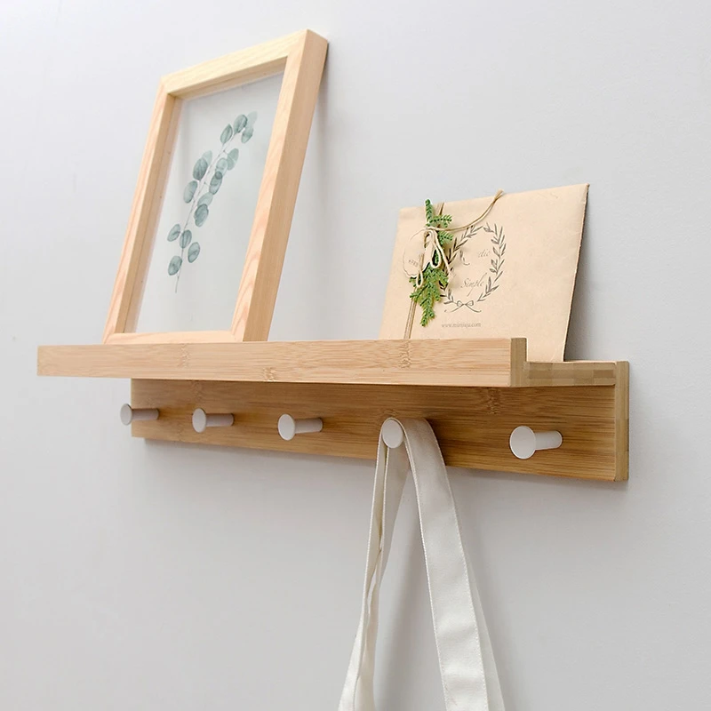 

Creative Word Clapboard Shelf Wall Hanging Wall Bamboo Hook Rack Shelf Wall Shelf 5 Hook