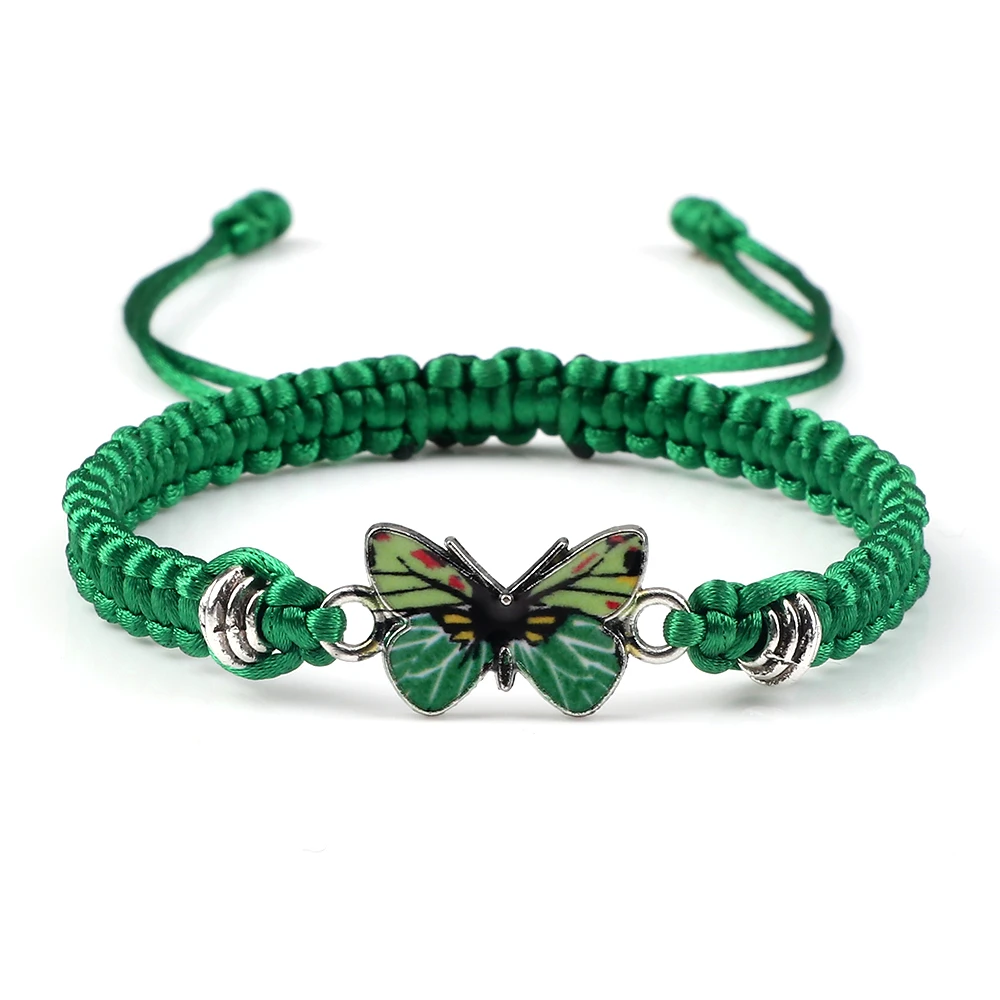 

Handmade Braide Butterfly Pendant Bracelets Bangle For Women Classic Couple Fashion Bracelet High Quality Girl Hand Jewelry Gift