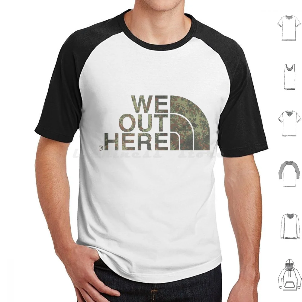 Мы здесь-Flecktarn футболка большого размера 100% хлопок мы здесь наружные камуфляжные