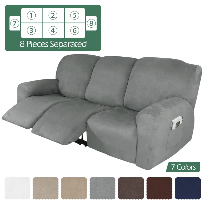 

Velvet Recliner Chair Covers Armchair Lazy Boy Reclining Chair Covers Anti-Slip Easy-going Home Recliner Sofa Cover 1/2/3 Seat