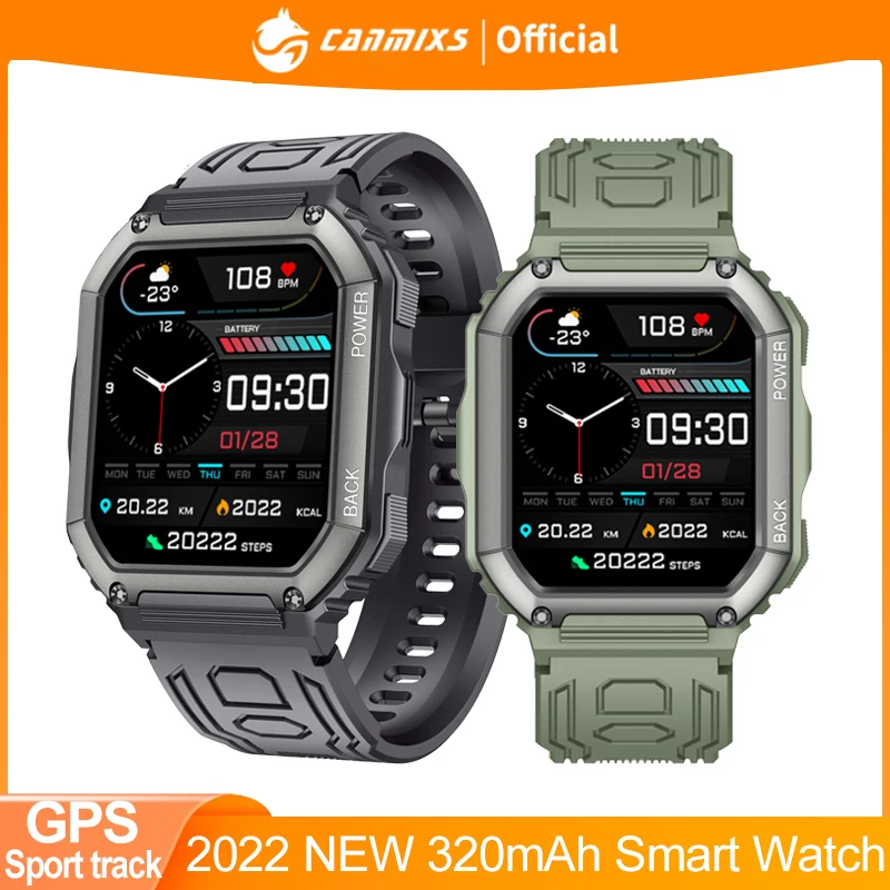 

CanMixs 2022 Smart Watch Men 1.8inch Sports Smartwatch Bluetooth Dial GPS Movement track Calls waterproof fitness Heart Rate