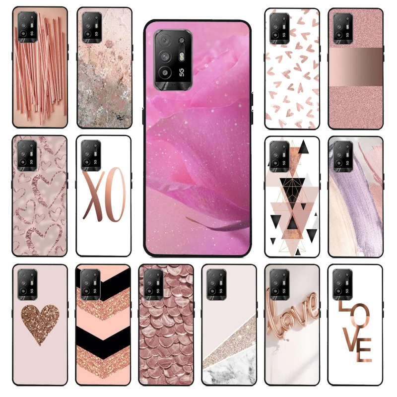 

Love Heart Gold Rose Marble Stripes Phone Case for OPPO A54 A74 A94 A53 A53S A9 A5 A15 A91 A95 A73 A31 A52 A93 A92