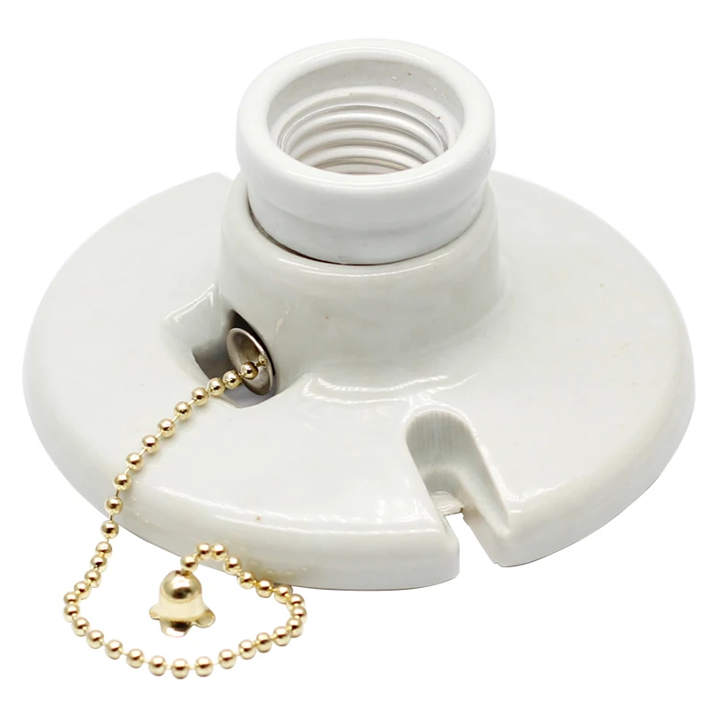 

A-98 Popular Porcelain ceiling Pull Chain Switch Porcelain Screw Material Origin type Porcelain lamp holder