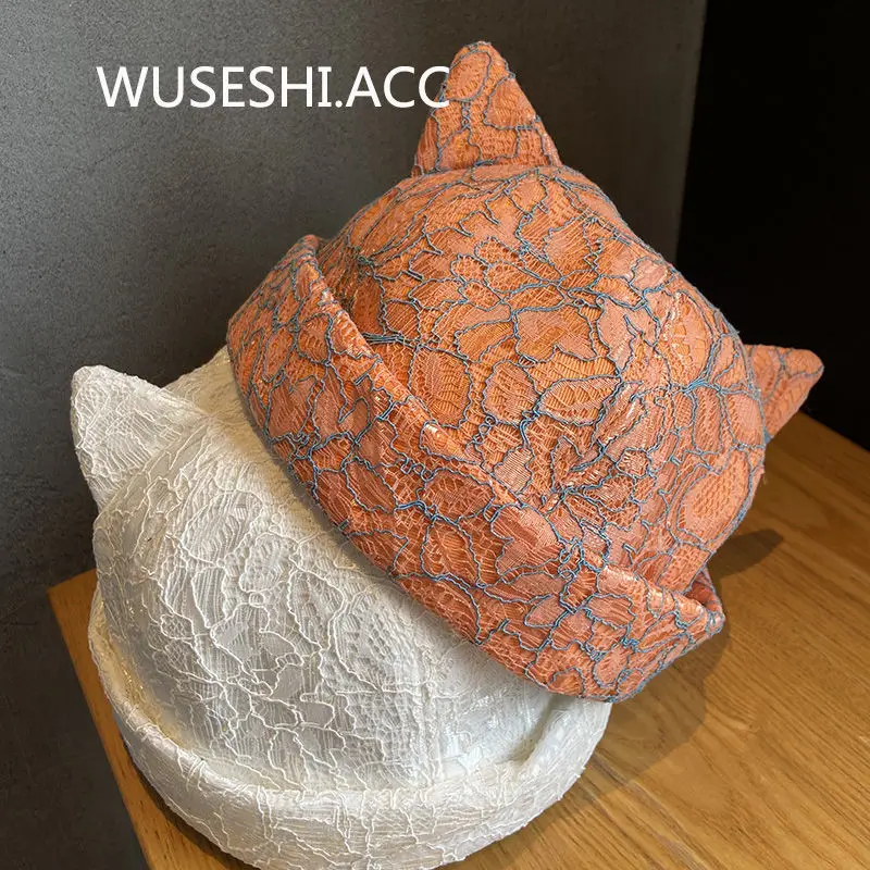 

Женский кружевной берет с ушками кошки, 1 шт.