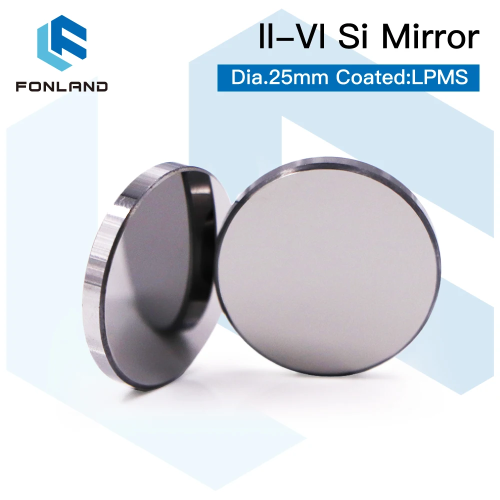 FONLAND Original II-VI Si Mirror Dia.20/25/30mm Thk.3mm 10.6um LPMS Coating for CO2 Laser Engraving Cutting Machine