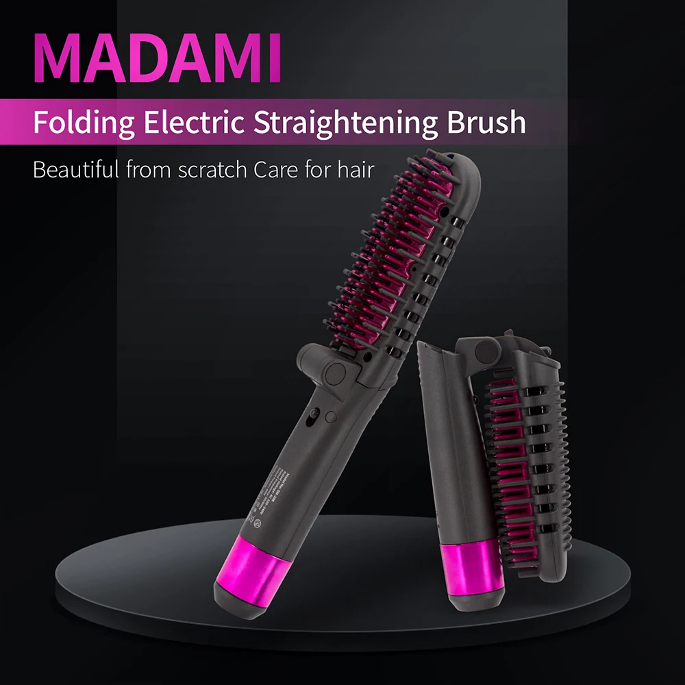 

Electric Hot Combs Multifunctional Straight Hair Straightener Brush Negative Ion Anti-Scalding Foldable Straightening Irons