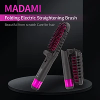 electric hot combs multifunctional straight hair straightener brush negative ion anti scalding foldable straightening irons