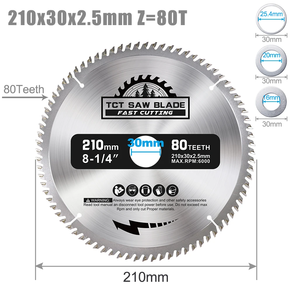 

Диск пильный xcan TCT 210 мм 24T 48T 60T 80T для дерева