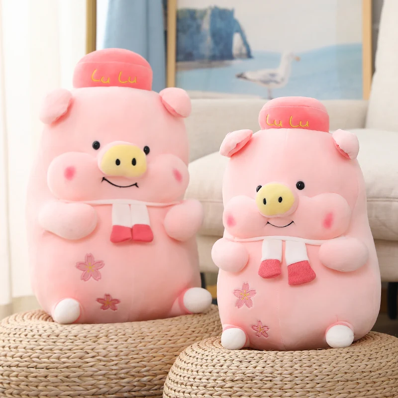 

Lulu Pig Doll Plush Toy Cute Sofa Cushion Throw Pillow Rag Doll Cute Scarf Pig Throw Pillow Send Girls