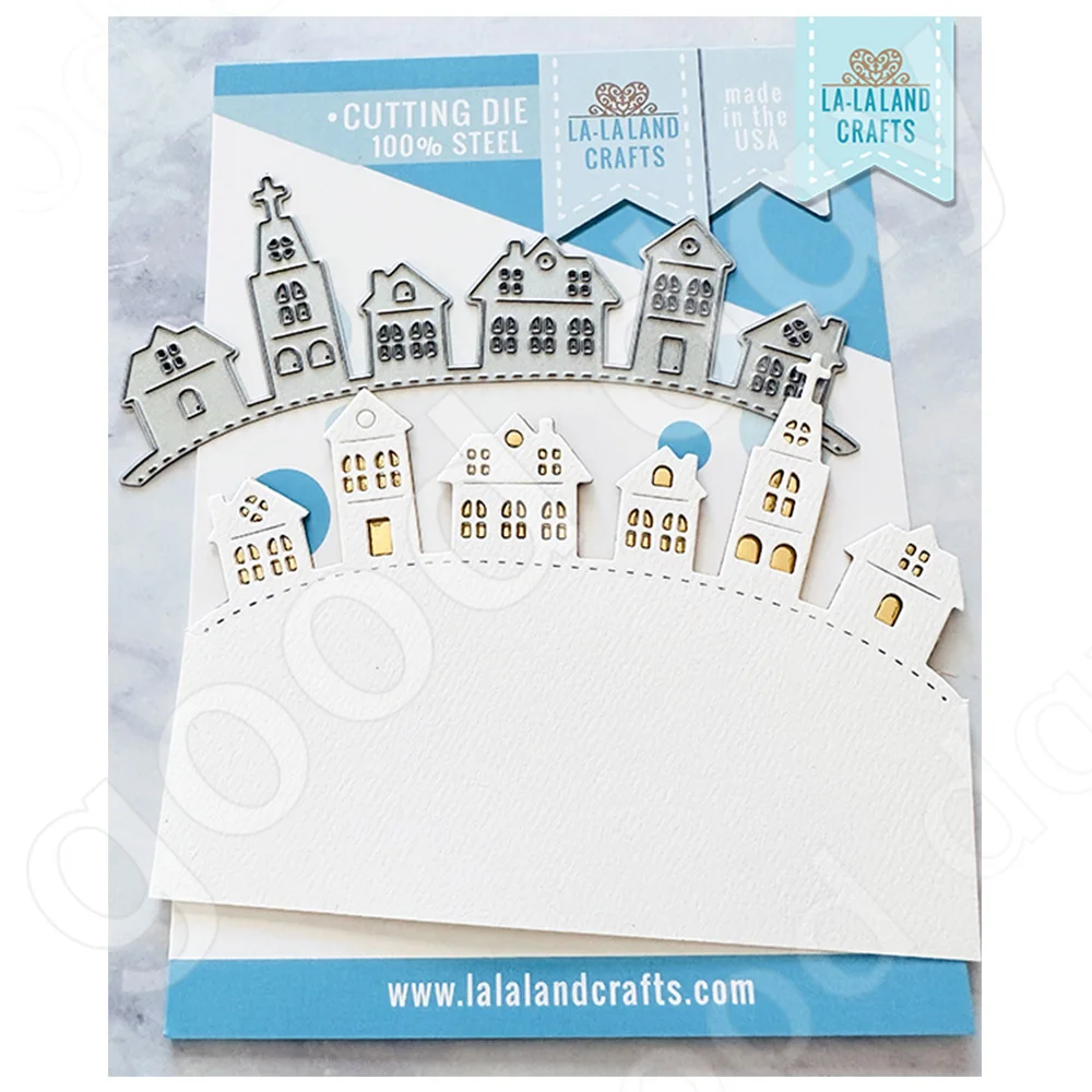 

2022 New Arrival Houses on a Hill Metal Cutting Dies Scrapbook Diary Decoration Embossing Template Diy Greeting Card Handmade