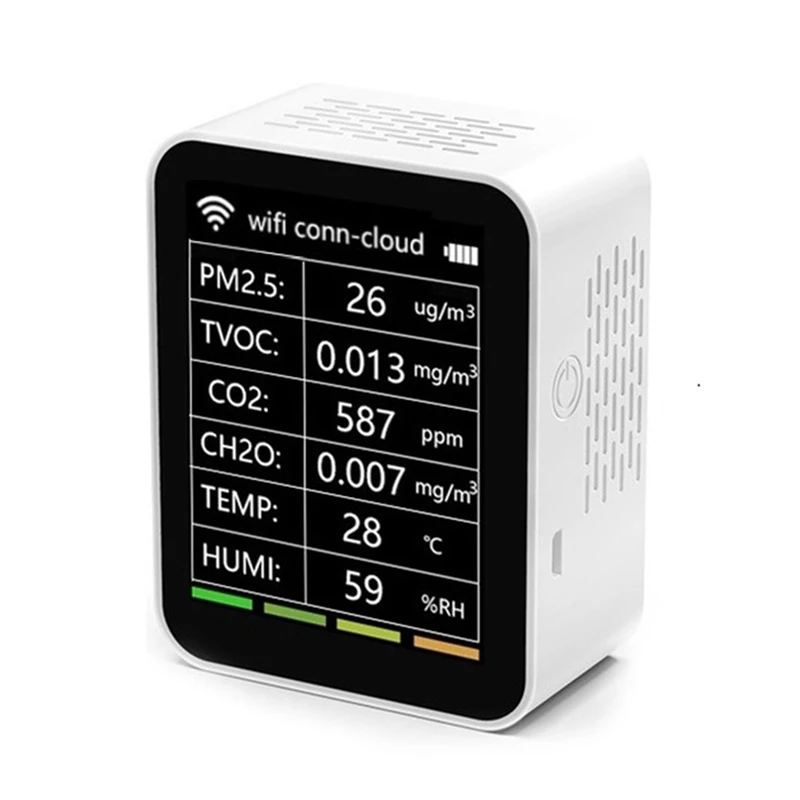 

6 In 1 Air Quality Detector PM2.5 TVOC CO2 CH2O Temperature Humidity Monitor Intelligent Multi Detector Promotion