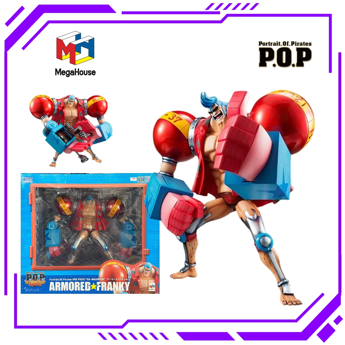 Фото В наличии: Оригинальная статуэтка Megahouse Portrait.Of.Pirates SA-MAXIMUM Armored Franky, коллекционная фигурка, украшение, подарок для мальчика. №1