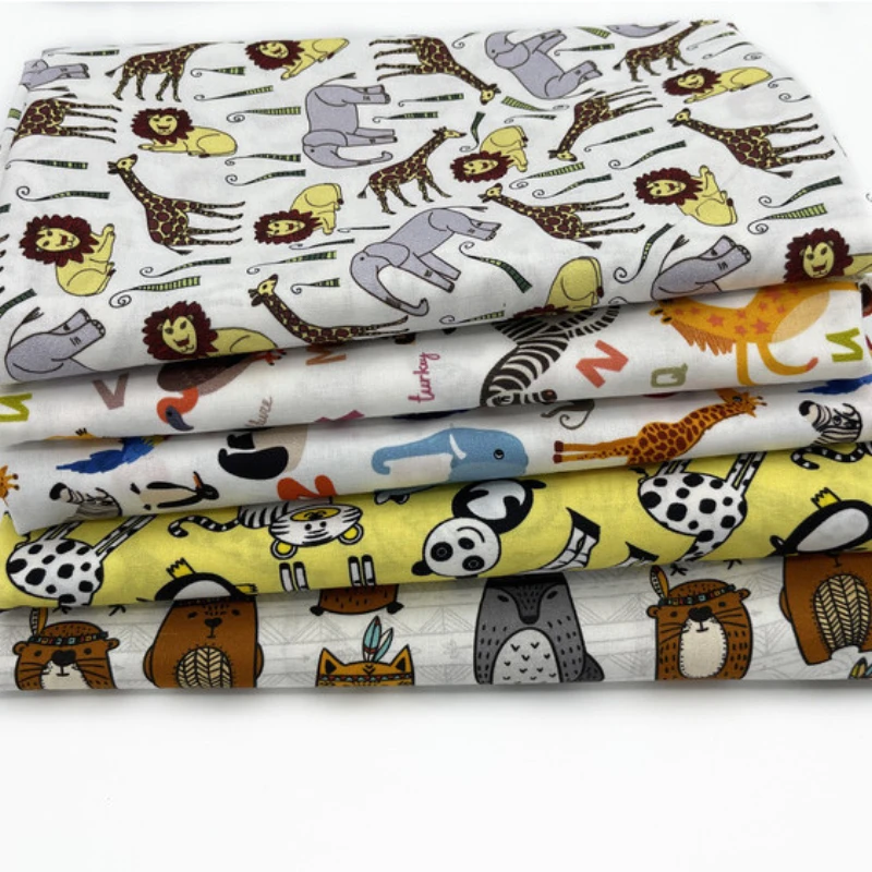 

Cute Cotton Printed Cartoon Animal Cotton Cloth Handmade DIY Sewing Fabric for Dress 100% Cotton Fabric Princess African Fabrics