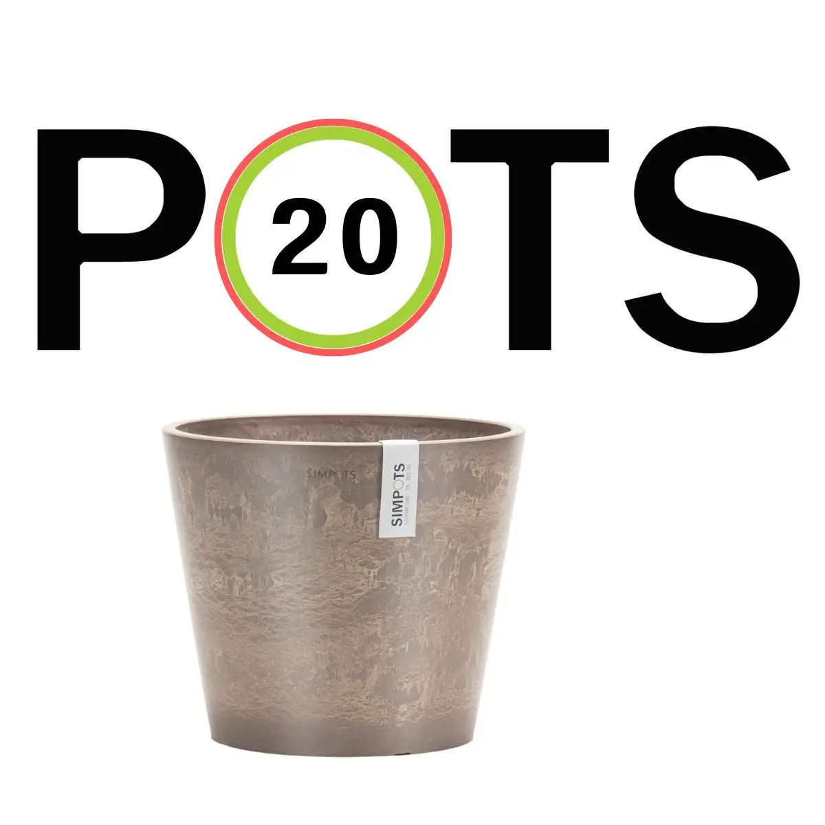 

SIMPOTS Y20CM Brown Stone Round Flowerpot Stylish Home Gardening Essential