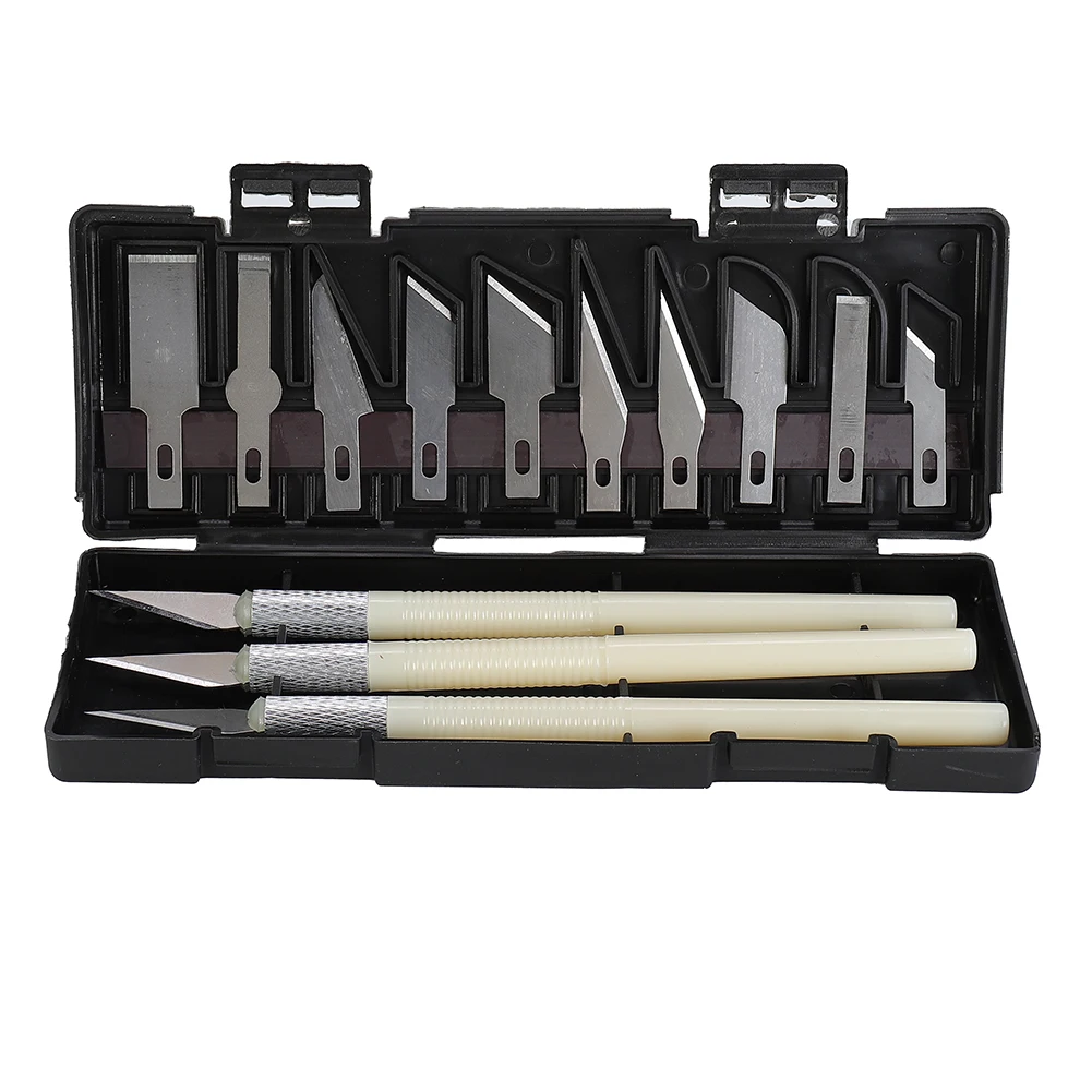

13PCS Precision Cutter Set Exacto Hand Tool Set Knife Tools Kit Paper Cut Carving Aluminum Alloy Cutter Blades DIY Repair Box