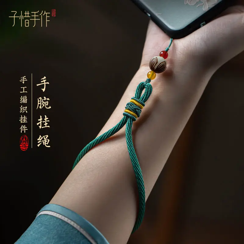 

Простой ремень в китайском стиле, подвесной ремень на запястье, ручная работа, подвеска-брелок Bodhi, подвеска-цепочка