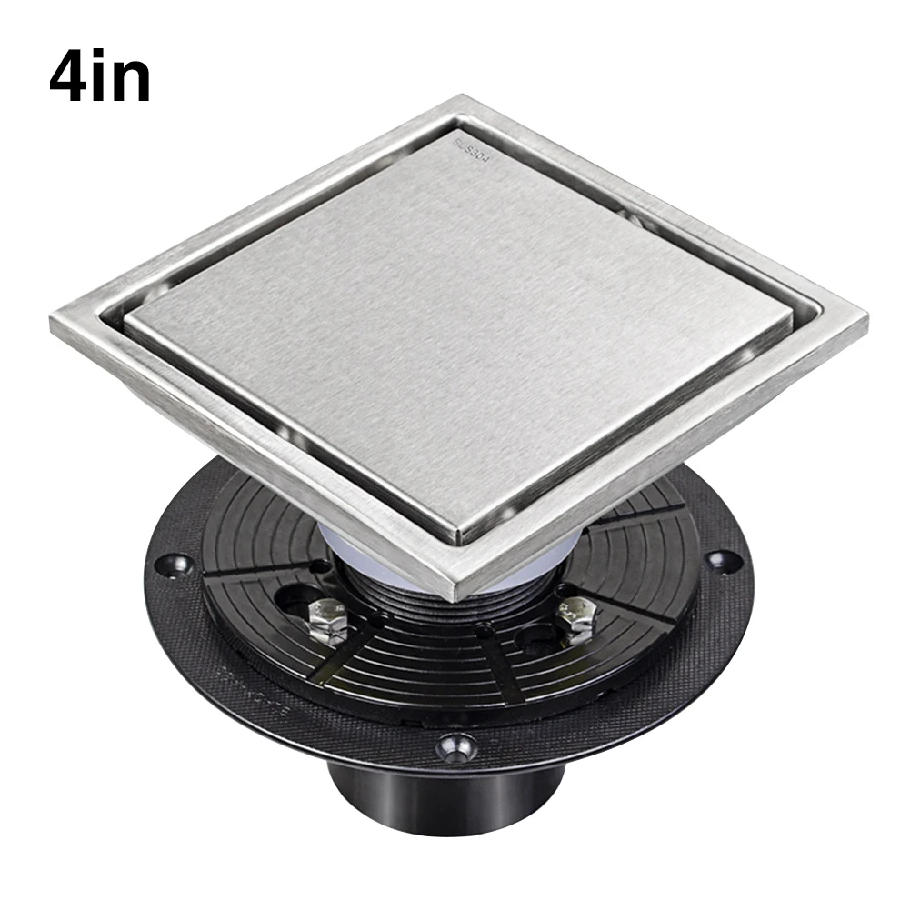 

4Inch 6 Inch Insert Tile For Filter Rubber Coupler With Flange Square Invisible Plate Cover Bathroom Floor Drain Home Use