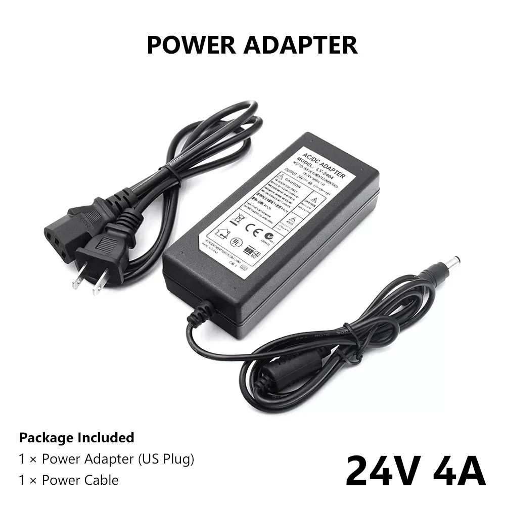 

AC100-240V To DC 24V 4A US/EU/UK/AU Plug Power Supply Adapter Converter Charger For ADSL Modem Hub Audio/video Radio System