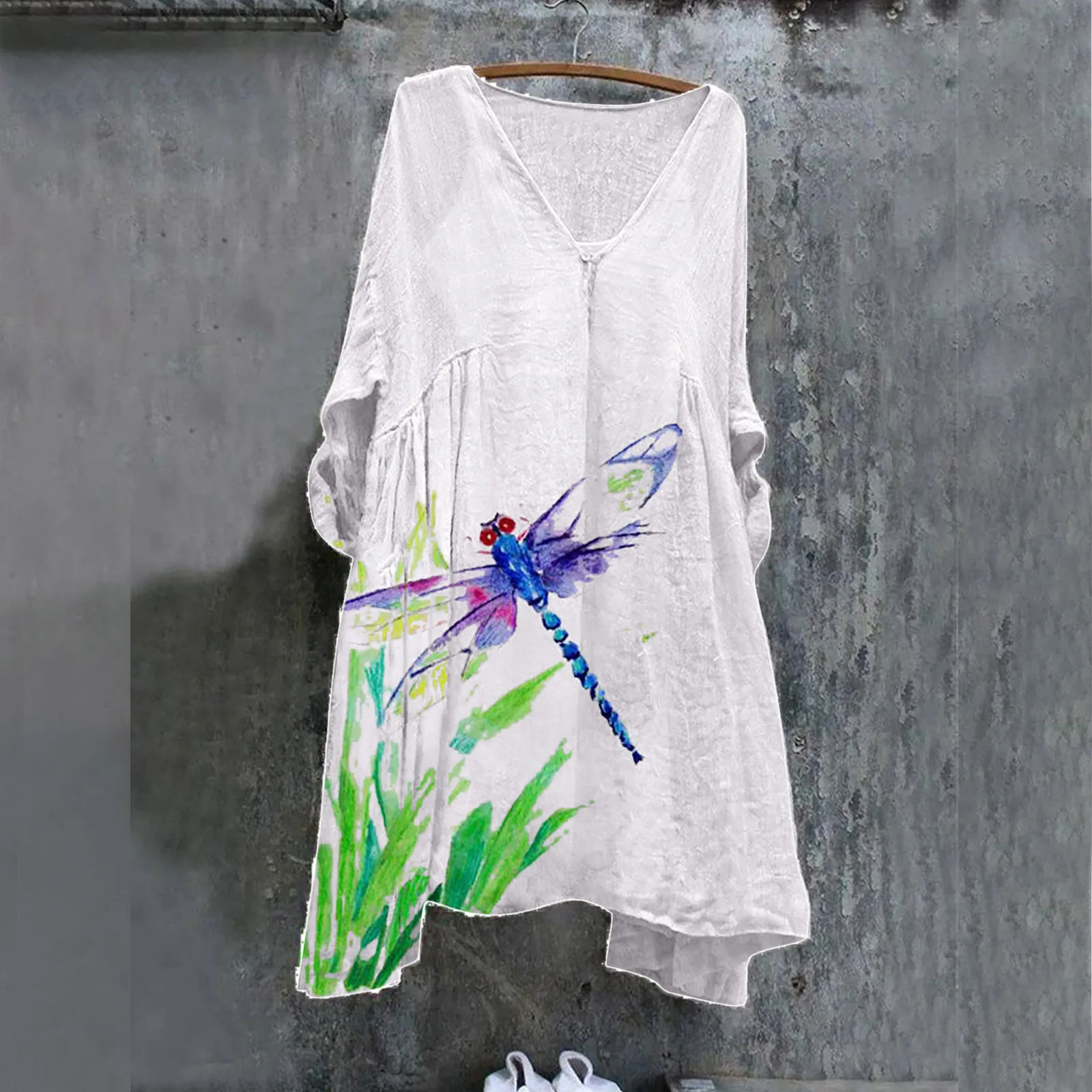 

Платье женское хлопково-льняное средней длины с рукавом три четверти