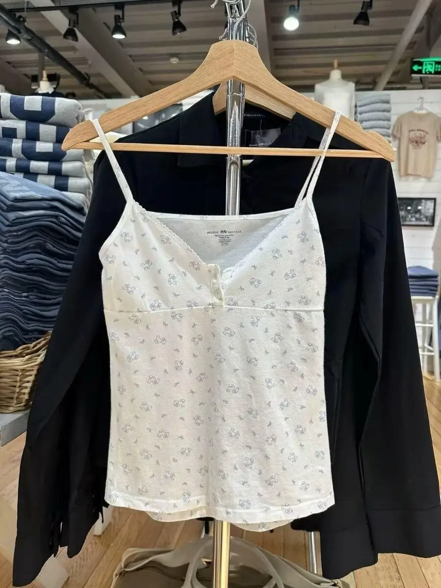 Подтяжки с медвежьим принтом для женщин осень 2024 повседневный трендовый жилет