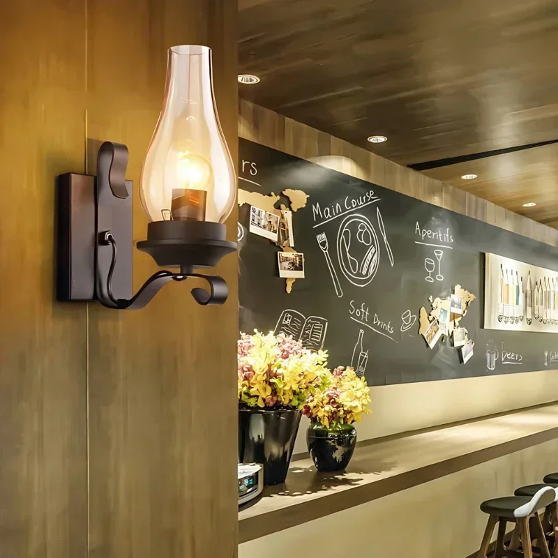 Настенные светильники в скандинавском стиле ретро домашний декор свеча стекло