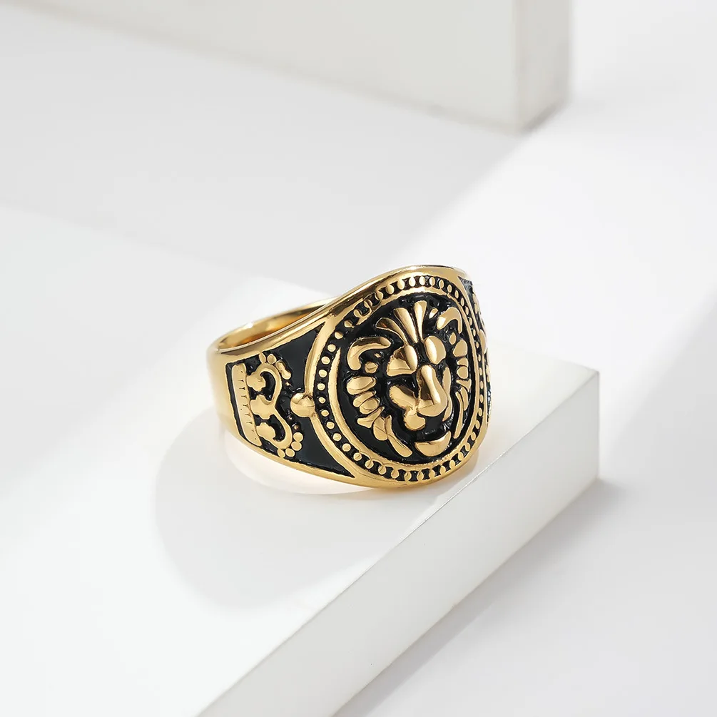 

2022 Free Shipping Cool Lion Domineering Hand Jewelry Stainless Steel Golden Silver Color Unisex Men Women Finger Rings Present
