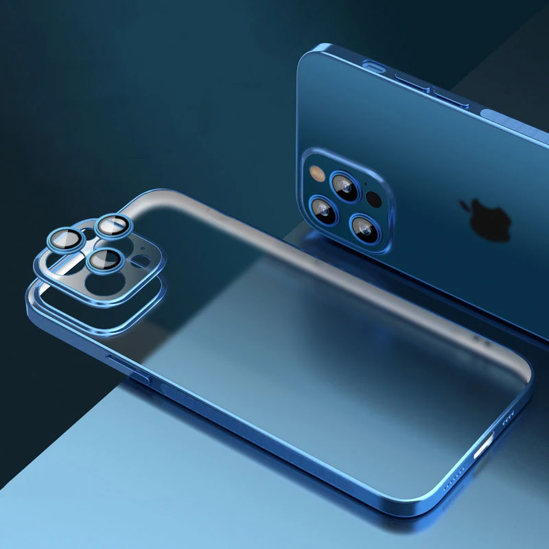 

Luxury Lens Film Electroplating Clear Soft Silicone Case For iPhone 13 12 11 Pro XS MAX XR X 7 8 Plus SE Shockproof Bumper Cover