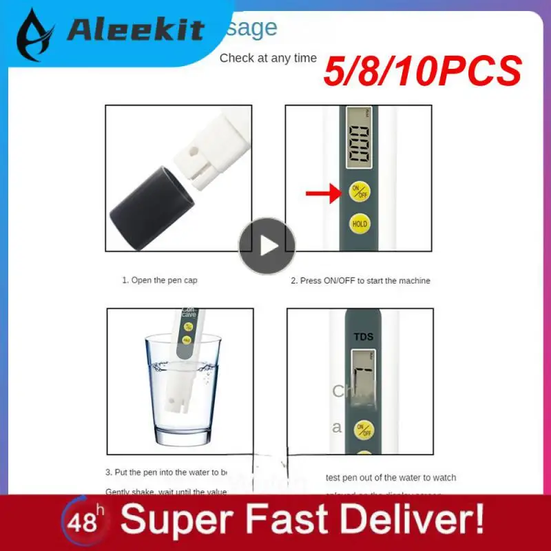 

5/8/10PCS Household Water Quality Testing Pen Titanium Alloy Probe Acidity Meter 3 Seconds Measurement Low Power Ph Test Pen