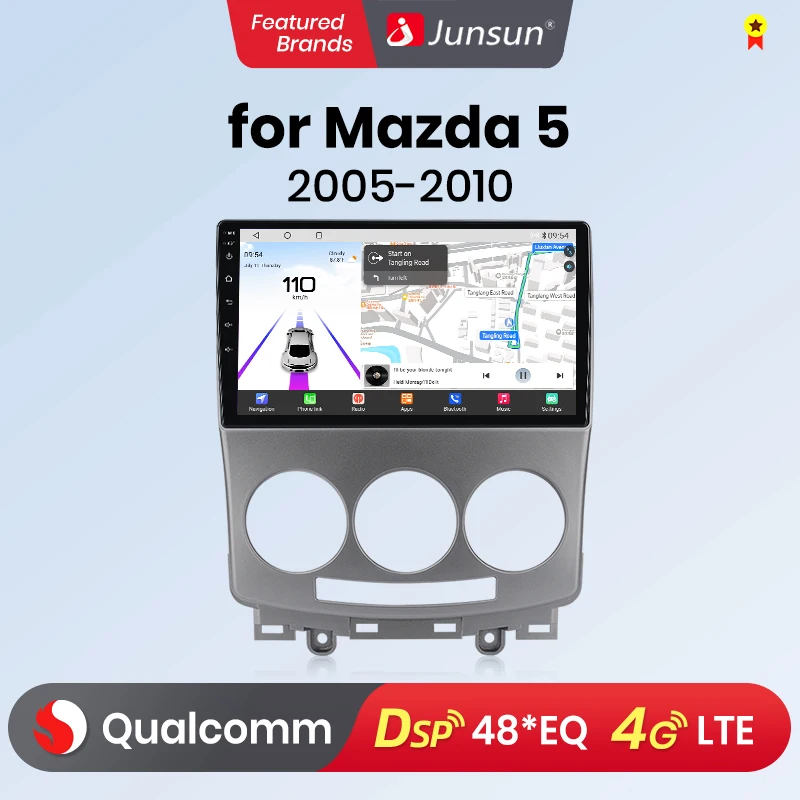 Junsun Qualcomm чип 8-ядерный Android13 автомобильный радиоприемник для Mazda 5 2005-2010