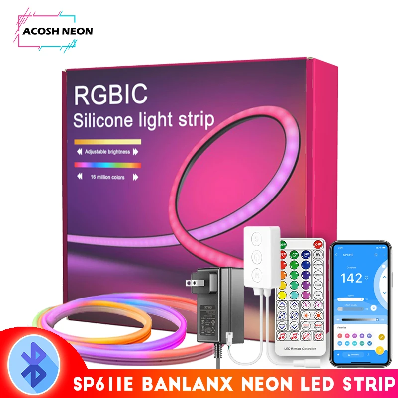 

Светодиодная лента RGB с музыкальной синхронизацией, силиконовая LED полоска с 28 клавишами дистанционного управления для спальни, гостиной, 32,...