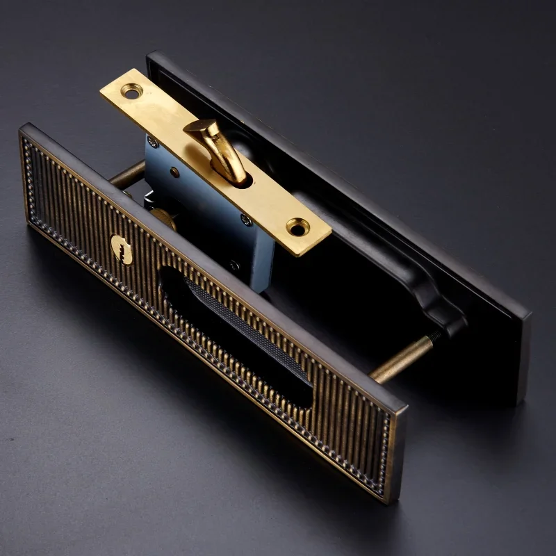 Латунный набор замков для раздвижной двери современный полосатый двухтактный