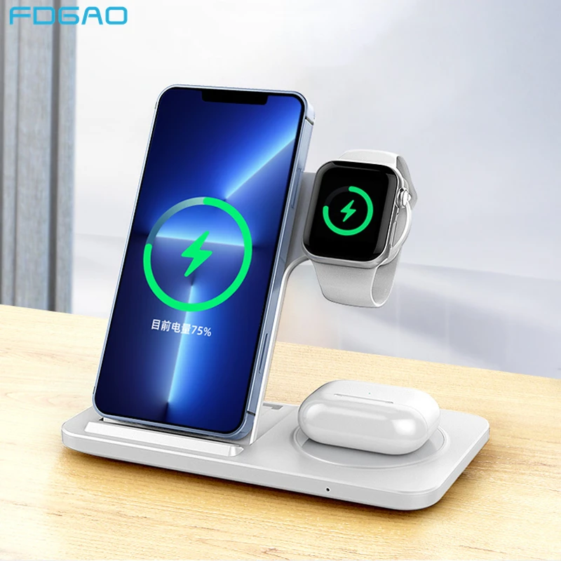 

3 In 1 Wireless Charger For iPhone 14 13 12 Pro Max Mini 11 XS XR X 8 15W Fast Charging Stand For AirPods Pro Apple Watch 7 6 SE