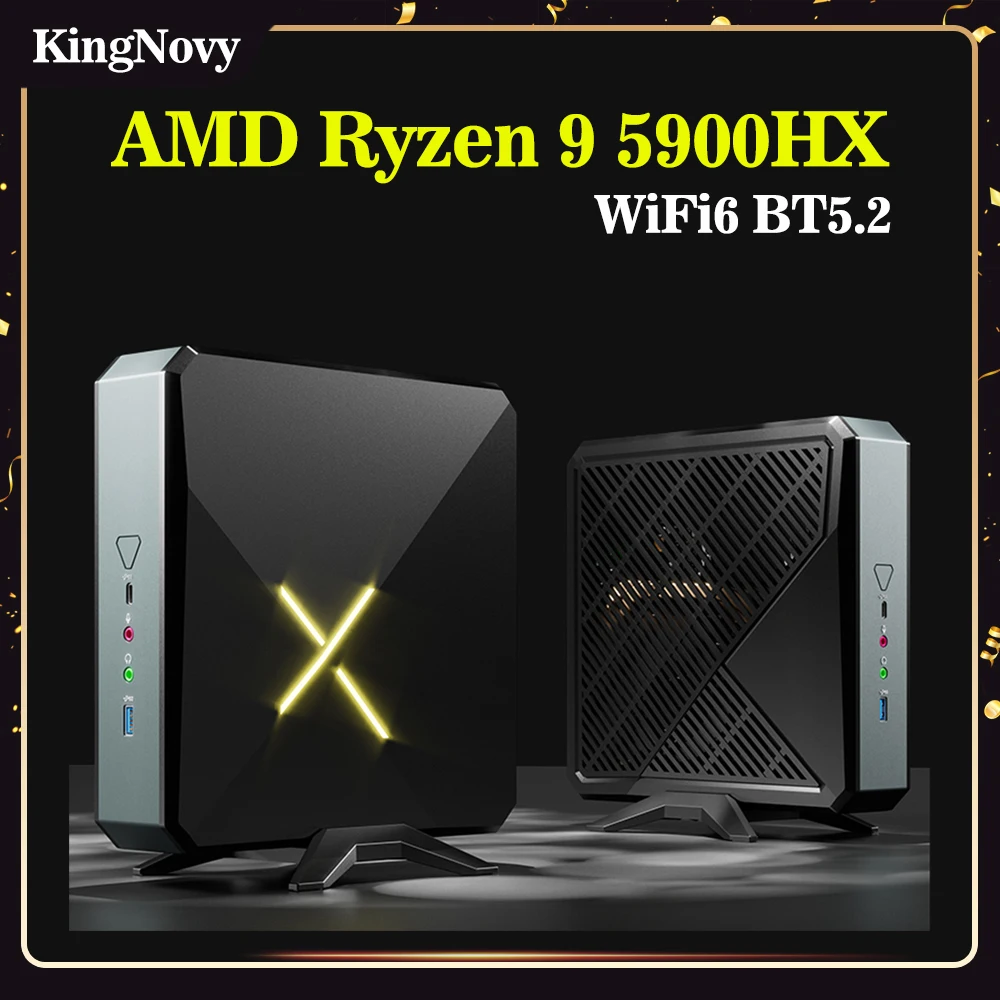 

Gaming Destop Mini PC AMD Ryzen 9 5900HX Windows 11 Pro 2*DDR4 3200MHz PCIE3.0x4 2.5G LAN Mini Gamer Computer WiFi6 BT5.2