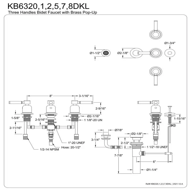 

KB6321DKL Three-Handle Bidet Faucet, Polished Chrome